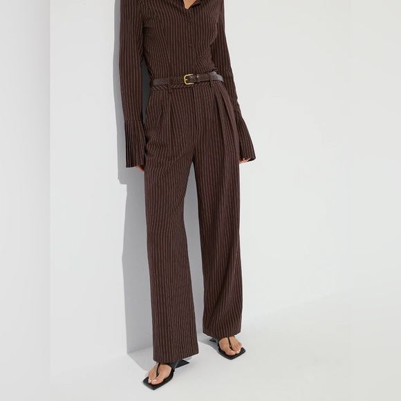 Striped Pleated Wide-Leg Pants without Belt Commense M KK3 or 10 - Picture 7 of 8